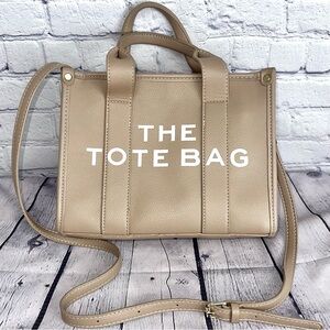 The Tote Bag Taupe & Khaki Tan PU Leather Tote Bag - Shoulder/Crossbody Purse